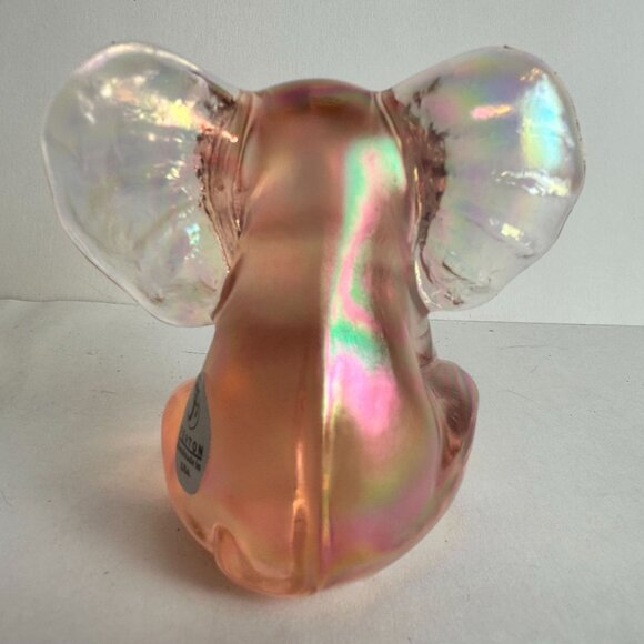 Fenton Iridescent Glass Elephant Sunset Satin Pink Figurine - Picture 4 of 7